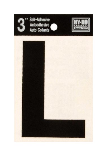 (image for) 3 in. Black Vinyl Self-Adhesive Letter L 1 pc.
