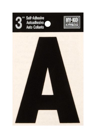 (image for) 3 in. Black Vinyl Self-Adhesive Letter A 1 pc.