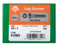 (image for) 3/8 in. x 2 in. L Hex Hot Dipped Galvanized Steel Lag Sc