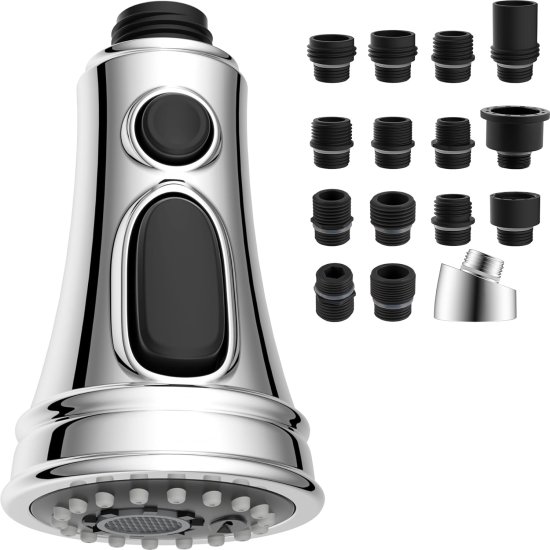 (image for) Pull Down Kitchen Sprayer Head in Chrome with Adapters