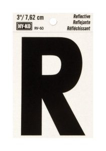 (image for) 3 in. Reflective Black Vinyl Self-Adhesive Letter R 1 pc.