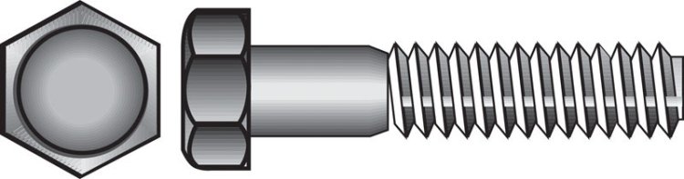 (image for) 1/2 in. Dia. x 6-1/2 in. L Zinc Plated Steel Hex Bolt 25