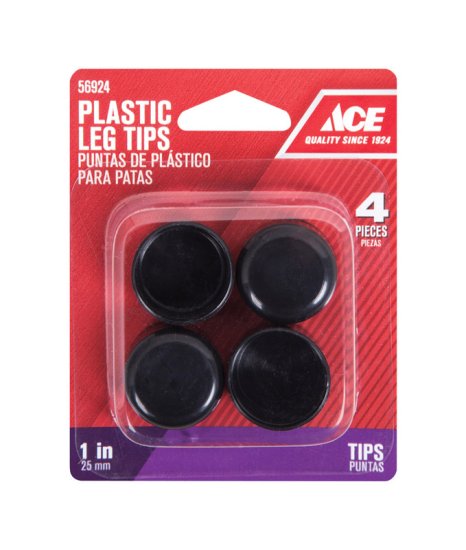 (image for) Plastic Leg Tip Black Round 1 in. W 4 pk
