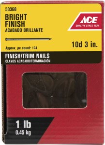 (image for) 10D 3 in. Finishing Bright Steel Nail Countersunk 1 lb.