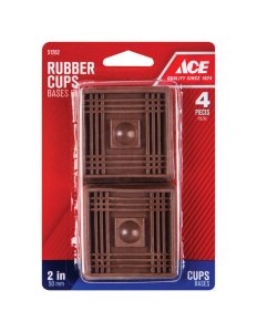 (image for) Rubber Caster Cup Brown Square 2 in. W x 2 in. L 4 pk