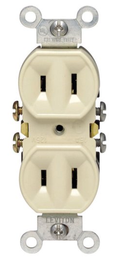 (image for) 15 amps 125 volt Duplex Ivory Outlet 1-15R 1 pk