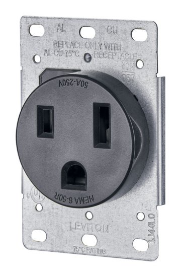 (image for) 50 amps 250 volt Black Outlet 6-50R 1 pk