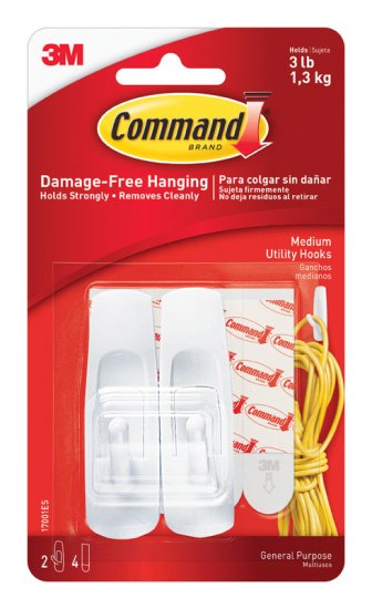 (image for) Command Medium Plastic Hook 3-7/8 in. L 2 pk