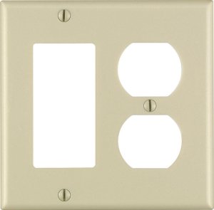 (image for) Ivory 2 gang Plastic Duplex/GFCI/Rocker Wall Plate 1 pk