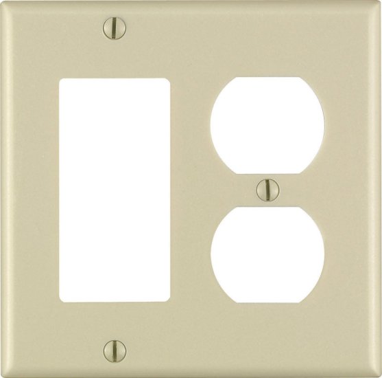 (image for) Ivory 2 gang Plastic Duplex/GFCI/Rocker Wall Plate 1 pk