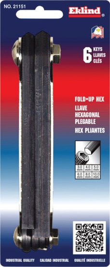 (image for) 3-10mm Metric Fold-Up Hex Key Set Multi-Size in. 6 p