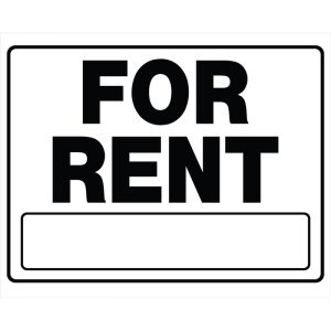 (image for) White For Rent Sign 20 inch H X 24 inch W