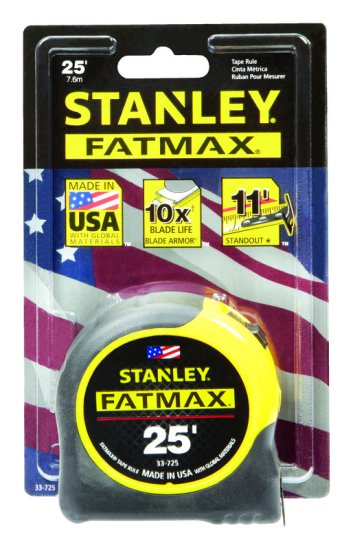 (image for) 25 ft. L x 1.25 in. W Tape Measure Black/Yellow 1