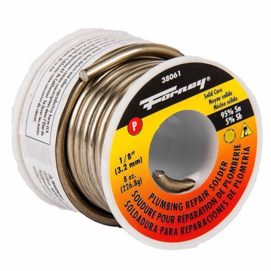 (image for) Forney 8 oz Lead-Free Solid Wire Solder 0.13 in. D Tin/Antimony 