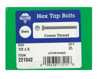 (image for) 1/2 in. Dia. x 6 in. L Zinc Plated Steel Hex Tap Bolt 25
