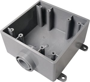 (image for) Cantex 32 cu in Square PVC 2 gang Outlet Box Gray