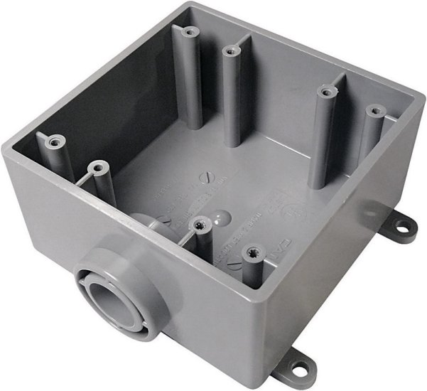 (image for) Cantex 32 cu in Square PVC 2 gang Outlet Box Gray