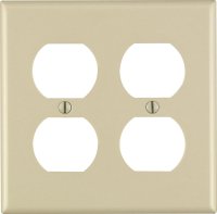 (image for) Ivory 2 gang Thermoset Plastic Duplex Outlet Wall Plate