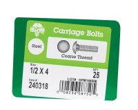 (image for) 1/2 in. Dia. x 4 in. L Zinc-Plated Steel Carriage Bolt 2