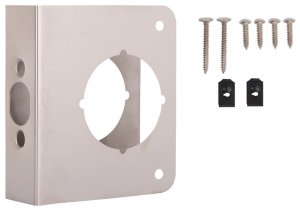(image for) Door Reinforcer, 2-3/8 in Backset, 1-3/8 in Satin Nickel