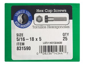(image for) 5/16-18 in. Dia. x 5 in. L Stainless Steel Hex Head Cap