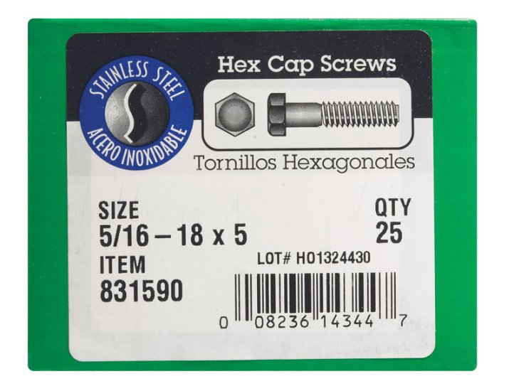 (image for) 5/16-18 in. Dia. x 5 in. L Stainless Steel Hex Head Cap