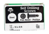 (image for) No. 10-16 X 3/4 in. Phillips Pan Head Self-Drilling Screws 100pk