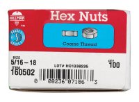 (image for) 5/16 in. Zinc-Plated Steel USS Hex Nut 100 pk