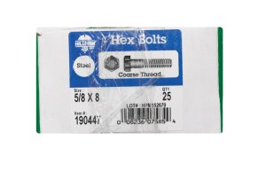 (image for) 5/8 in. Dia. x 8 in. L Zinc Plated Steel Hex Bolt 25 pk