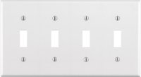 (image for) White 4 gang Thermoset Plastic Toggle Wall Plate 1 pk