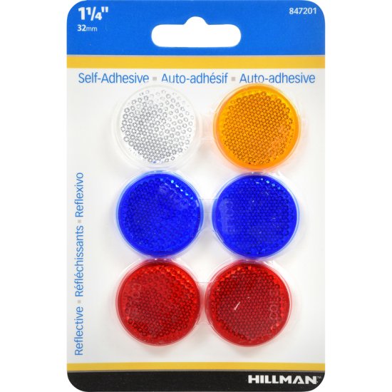 (image for) Hillman Round Assorted Reflectors 6 pk