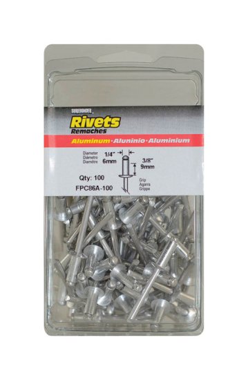 (image for) 1/4 in. Dia. x 3/8 in. Aluminum Rivets Silver 100 pk