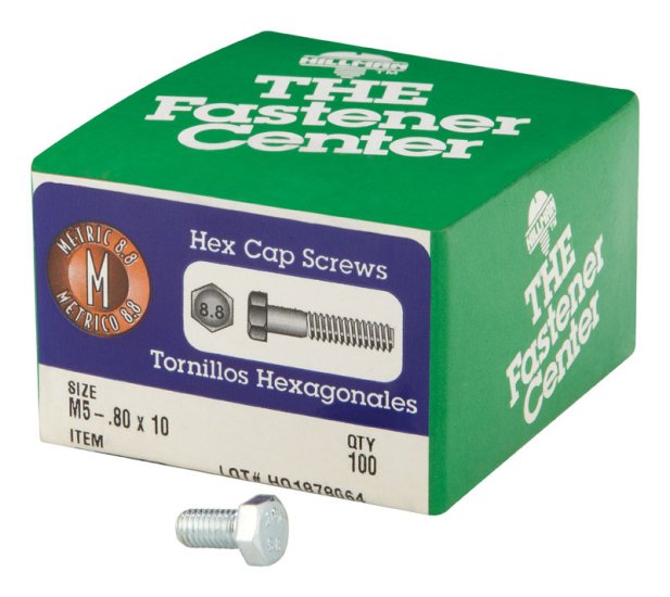 (image for) M5-.80 mm Dia. x 10 mm L Heat Treated Steel Hex Head Cap