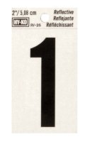 (image for) 2 in. Reflective Black Vinyl Self-Adhesive Number 1 1 pc.