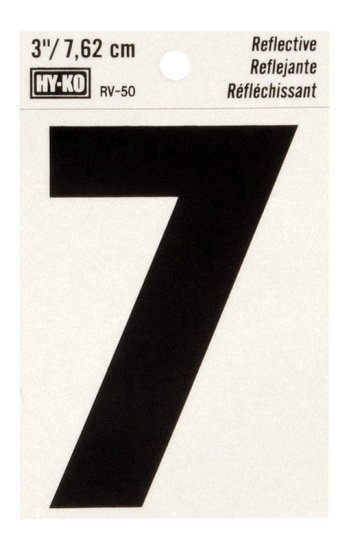 (image for) 3 in. Reflective Black Vinyl Self-Adhesive Number 7 1 pc.