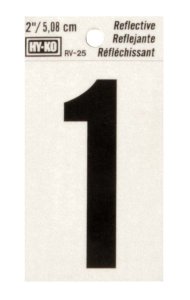 (image for) 2 in. Reflective Black Vinyl Self-Adhesive Number 1 1 pc.