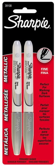 (image for) Metallic Silver Fine Tip Permanent Marker 2 pk