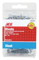 (image for) 1/8 in. Dia. x 1/2 in. Steel Rivets Silver 100 pk