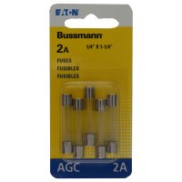 (image for) 2 amps AGC Glass Tube Fuse 5 pk