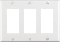 (image for) White 3 gang Thermoset Plastic GFCI/Rocker Wall Plate 1