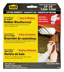 (image for) White Rubber Weatherstrip For Windows 17 ft. L x 3/8 in.