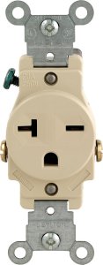 (image for) 20 amps 250 volt Single Ivory Outlet 6-20R 1 pk