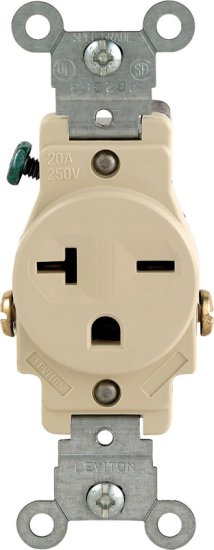 (image for) 20 amps 250 volt Single Ivory Outlet 6-20R 1 pk