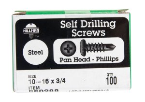 (image for) No. 10-16 X 3/4 in. Phillips Pan Head Self-Drilling Screws 100pk