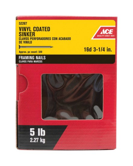 (image for) 16D 3-1/4 in. Sinker Vinyl Steel Nail Checkered 5 lb.