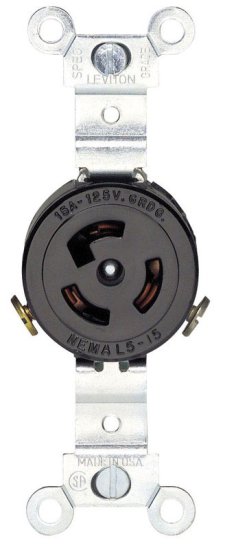 (image for) 15 amps 125 volt Black Outlet L5-15R 1 pk