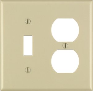 (image for) Ivory 2 gang Thermoset Plastic Duplex/Toggle Wall Plate