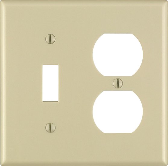 (image for) Ivory 2 gang Thermoset Plastic Duplex/Toggle Wall Plate