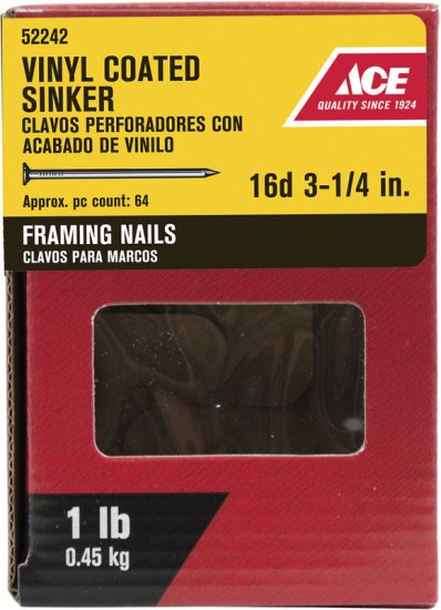 (image for) 16D 3-1/4 in. Sinker Vinyl Steel Nail Checkered 1 lb.