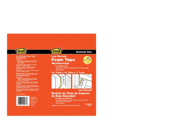 (image for) Gray Foam Weather Stripping Tape For Doors and Windows 17 ft